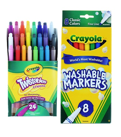 Back To School Combo: Crayola Twistables Crayons + Washable Markers Kit