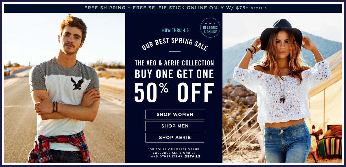 American Eagle Outfitters - BOGO 50% + FREE shipping! | DiscountQueens ...